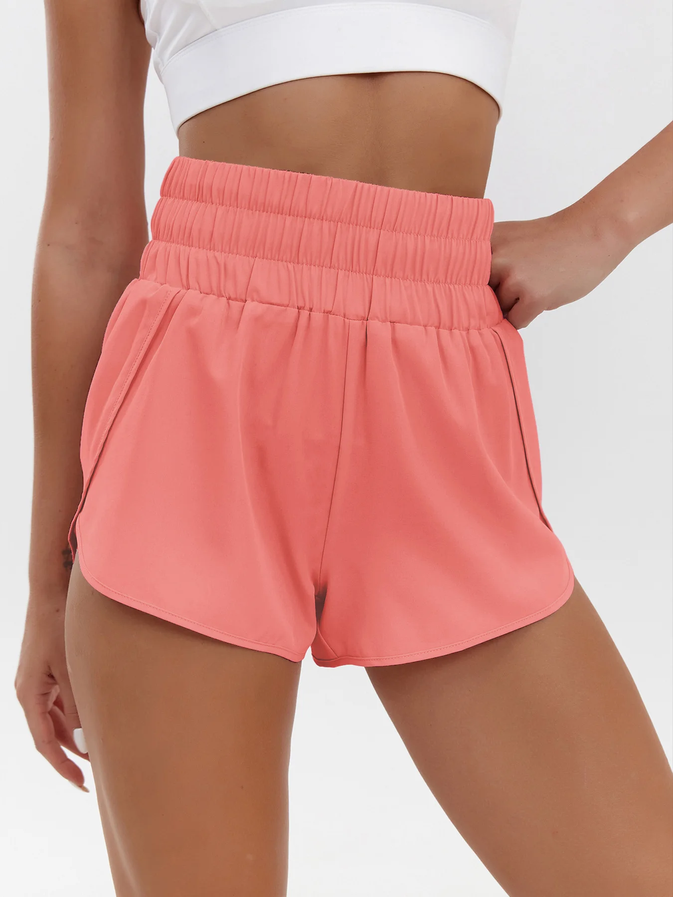 2025, neue europäische und amerikanische Damen-Shorts, hohe Taille, elastisch, locker, schnell trocknend, Sport-Freizeit-Shorts, atmungsaktive Hose – Detail 9
