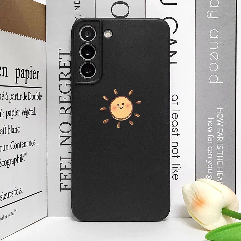 Linha montanha cenário caso de telefone para samsung s25 s24 s22 s21 s20 fe nota 20 ultra s23 plus simples sol lua casais pintado capa