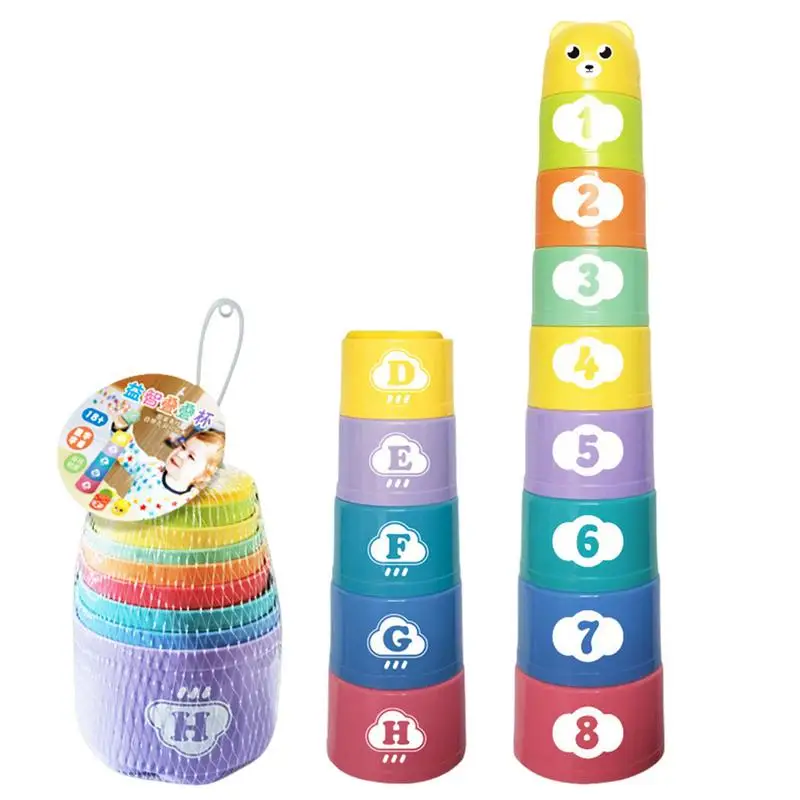 

Number & Letters Children Educational Toys Baby Fun Stacking Cups Toy Fun Rainbow Cups Stacking Tower Toy