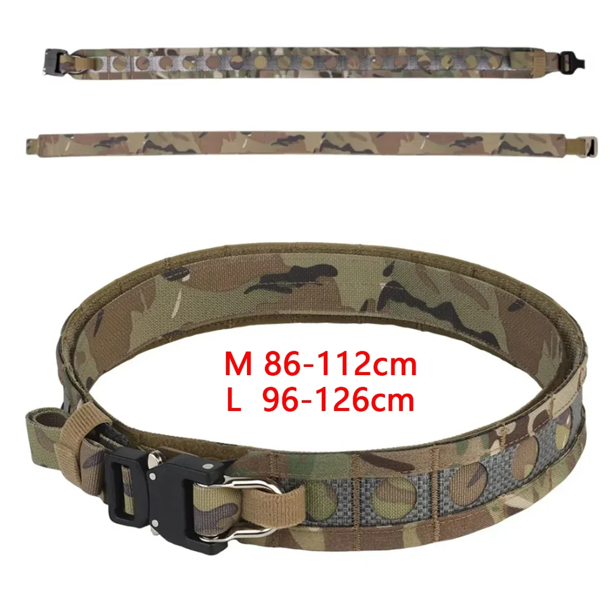 

Tactcal Bison Belt Battle 2 Layers Waistbelt Quick Detach Metal Bulckle Ferro Style MOLLE Hunting Combat Waistband Airsoft Gear