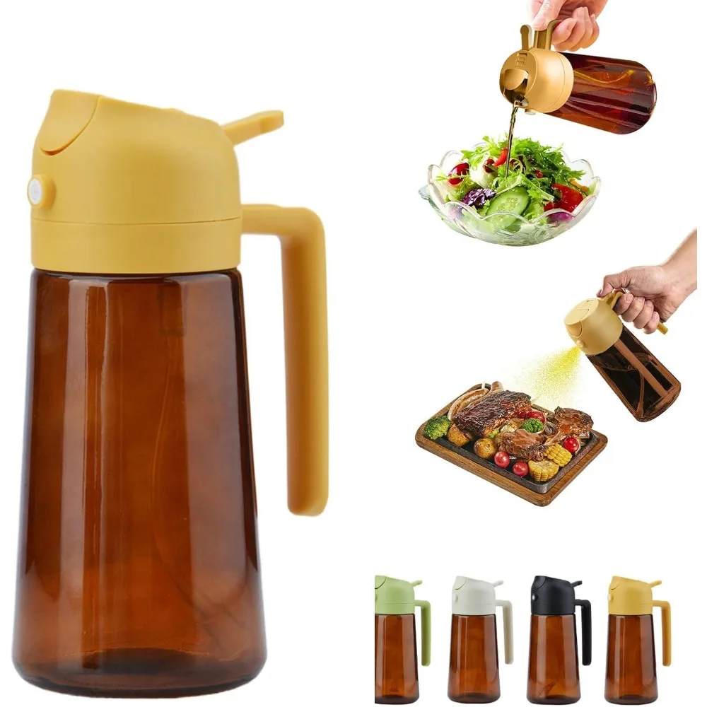 Kitchen Oil Dispenser - 16 Oz/470 Ml, 2-in-1 Sprayer and Dispenser, Fine Mist Nozzle for Cooking and Grilling