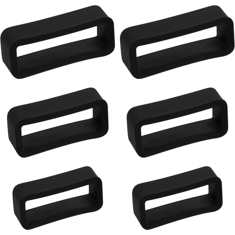 Black Silicone Watch Band Keepers 6 Pack
