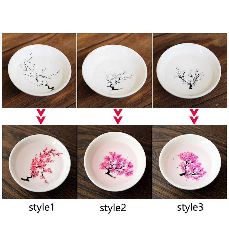 Japanese Magic Sakura Cup Cold Temperature Color Changing Flower display Sake Cup Ceramic Kung fu Tea Cup Tea Bowl