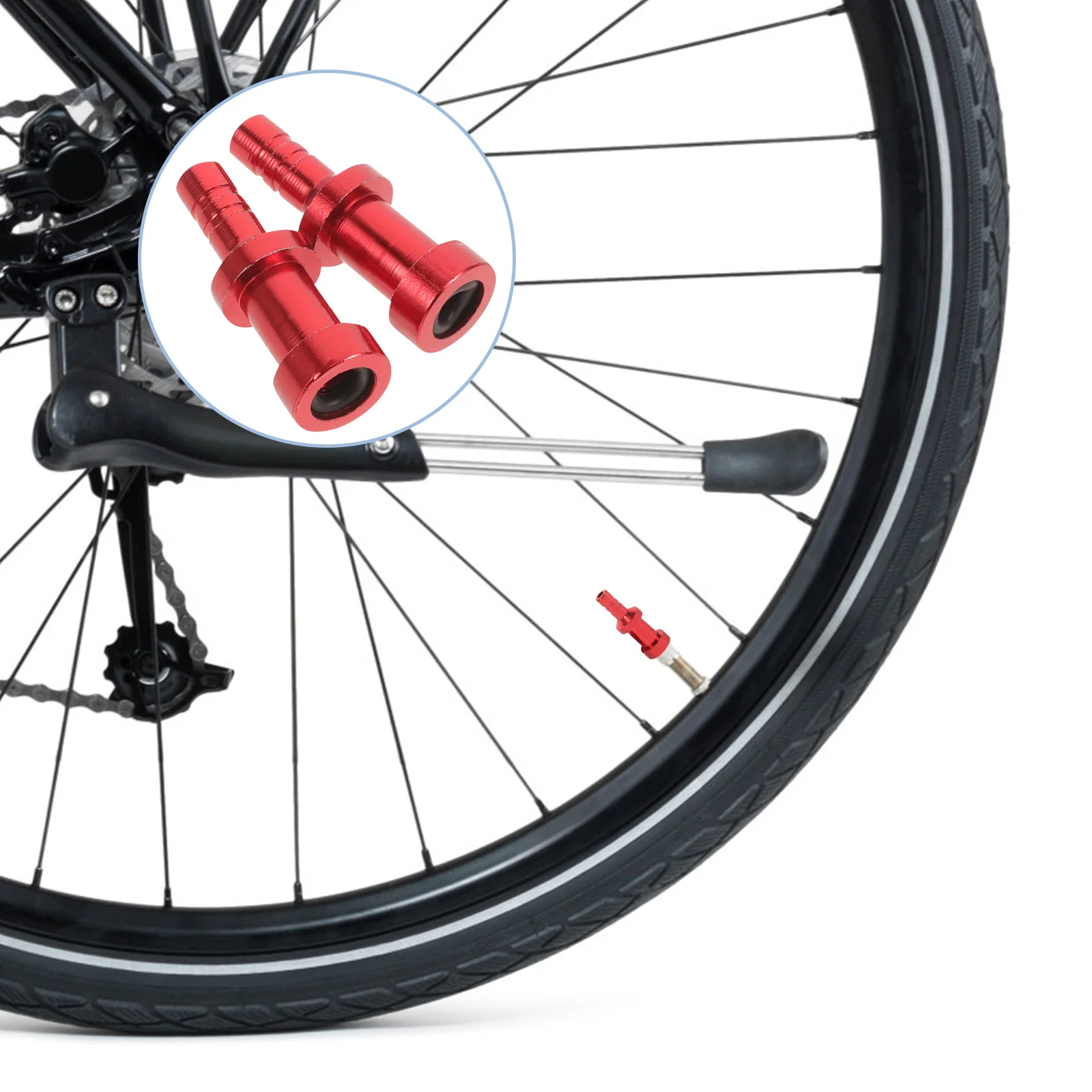 

2 pcs Bike French Nozzle Adapter Aluminum Tubeless Tire Valve Caps Air Pump Replacement For Bicycles Cycling Supplies Stem