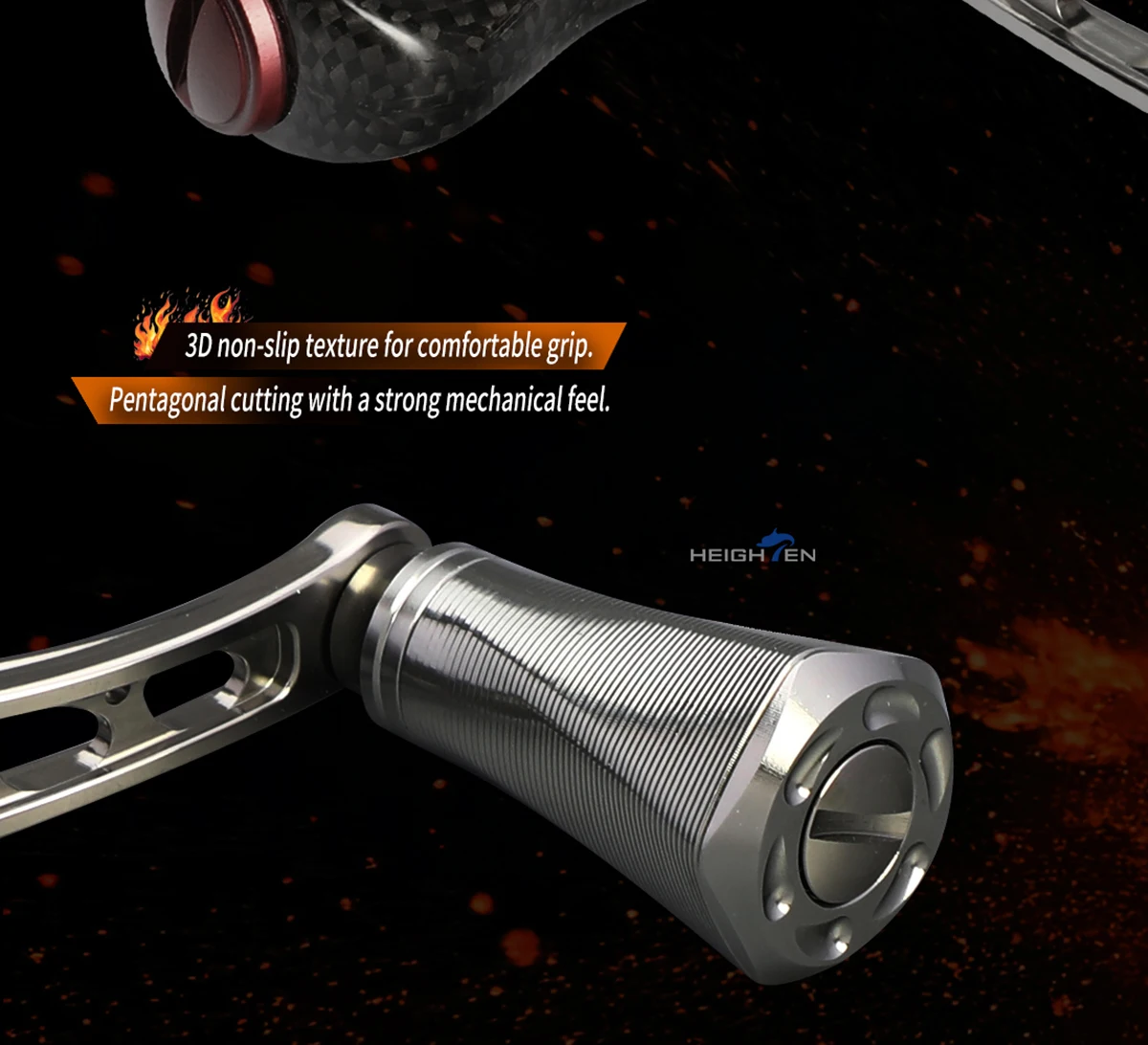 HEIGHTEN Spinnrolle mit Einzelgriff und Einstellbarem Spindelabstand von 40mm bis 50mm und 20mm Carbon-Knöpfen für Luya-Angeln – Detail 8