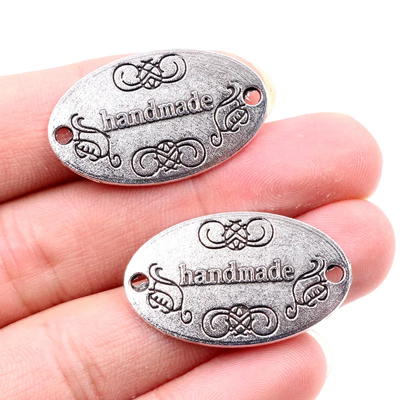 31x19mm 10pcs Antique Bronze Silver Plated Handmade Word In Oval Style Handmade Charms Pendant:DIY for bracelet necklace