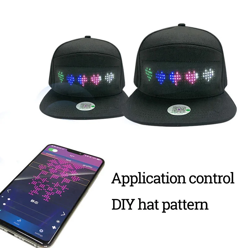 Four Color Chose Bluetooth LED DIY Hats Neon Programmable Hat Flashing Scrolling Baseball Cap Glowing Hat