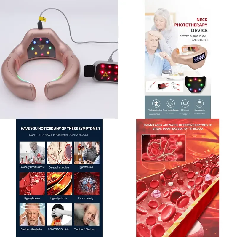 Gold ABS Neck Massager with Heating and Timing Control, 650nm for Cervical and Shoulder Pain Relief 1