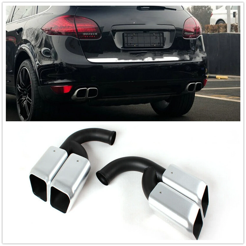 Silver Car Rear Exhaust Muffler Tip Pipe Tail Air Outlet Vent Exhause Tailpipe For Porsche Cayenne 2011-2013