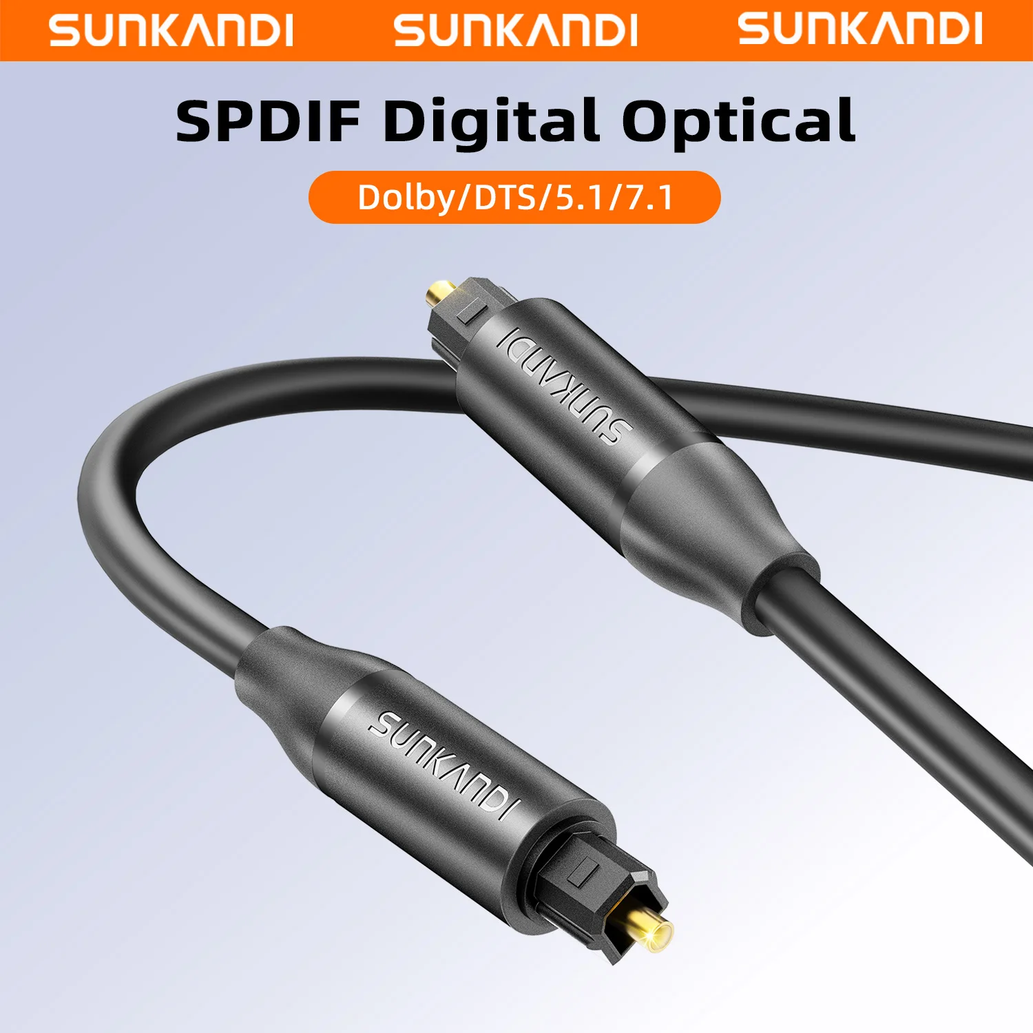 SUNKANDI Optical Audio Cable, Toslink Fiber Optic Cord, S/PDIF Digital Optical Audio Cable for Home Cinema, Xbox, TV, Black