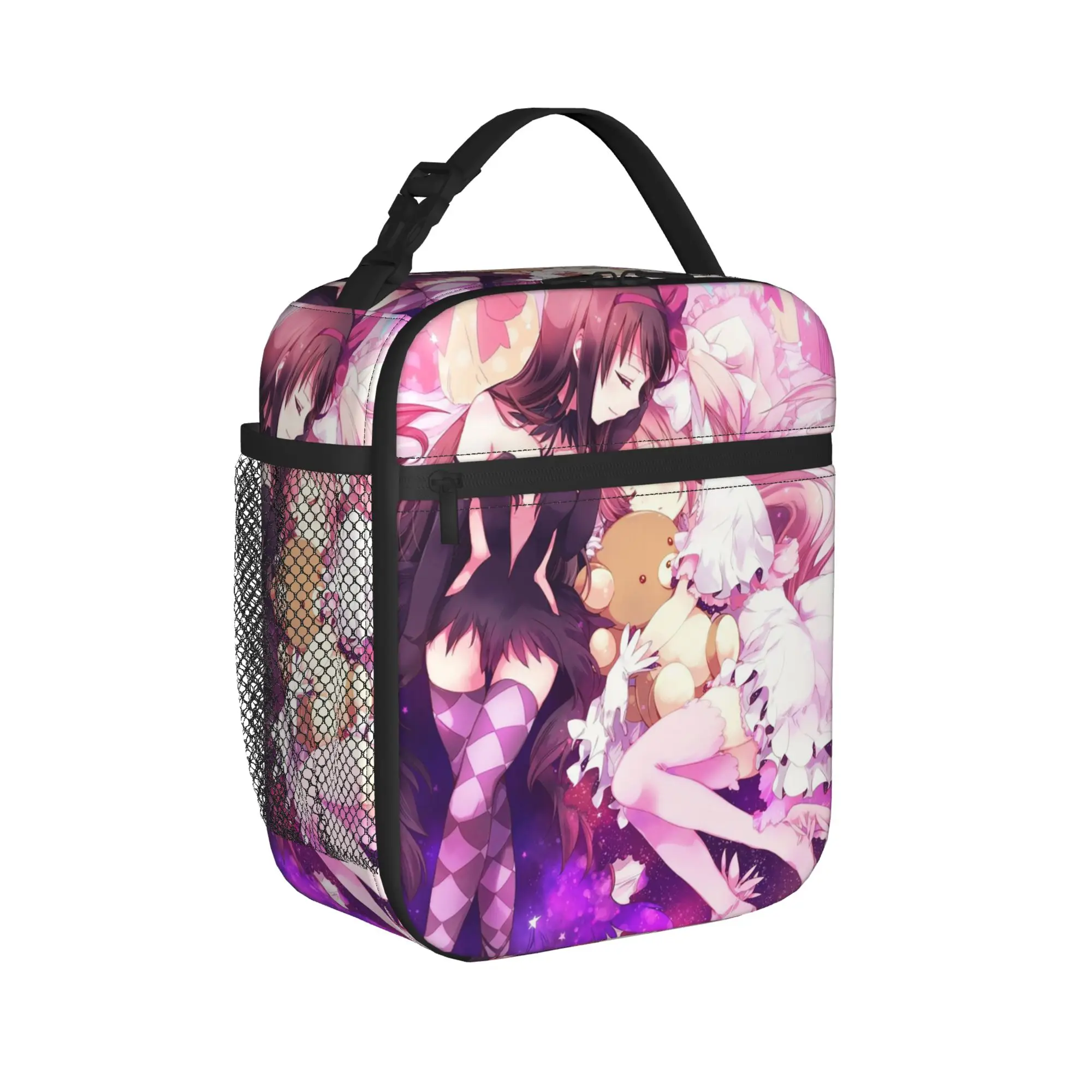 

Akemi Kaname Insulated Lunch Bags Thermal Bag Lunch Container Puella Magi Madoka Magica Tote Lunch Box Food Handbag Beach Travel