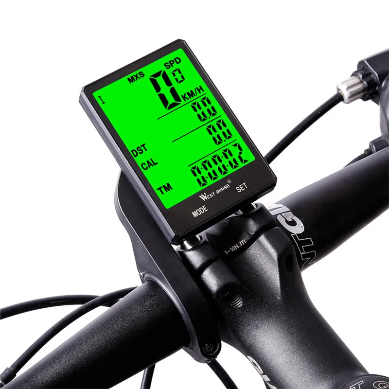 WEST BIKING Bicycle Computer Digital Speedometer Odometer Backlight Wireless Wired Bike Stopwatch Computer Bicycle Accessories