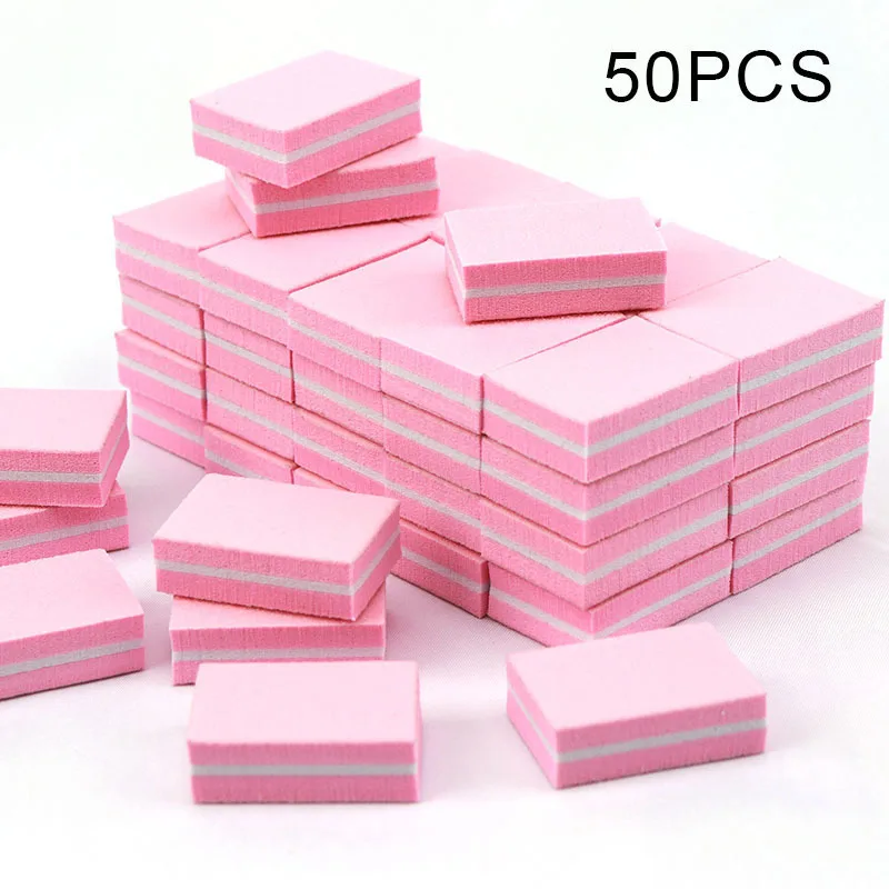 Nail Art Kit Essentials] 30pcs Pink Nail Art Kit - Disposable Mini Nail File, Buffer Pad & Stick Set for DIY Jewelry Poli