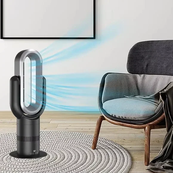 حار بيع OEM سهلة التنظيف 4 الموسم سخان التبريد 2 في 1 المحمولة مروحة طاولة بلا أوراق QG660 سخان مزيل الرطوبة مروحة خالية من الشفرة