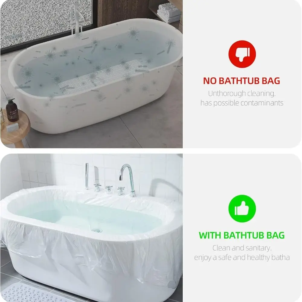 10pcs Portable Disposable Bathtub Cover Large Size Waterproof Bathtub Liner Bag Individual Pack Bath Tub Liner Travel
