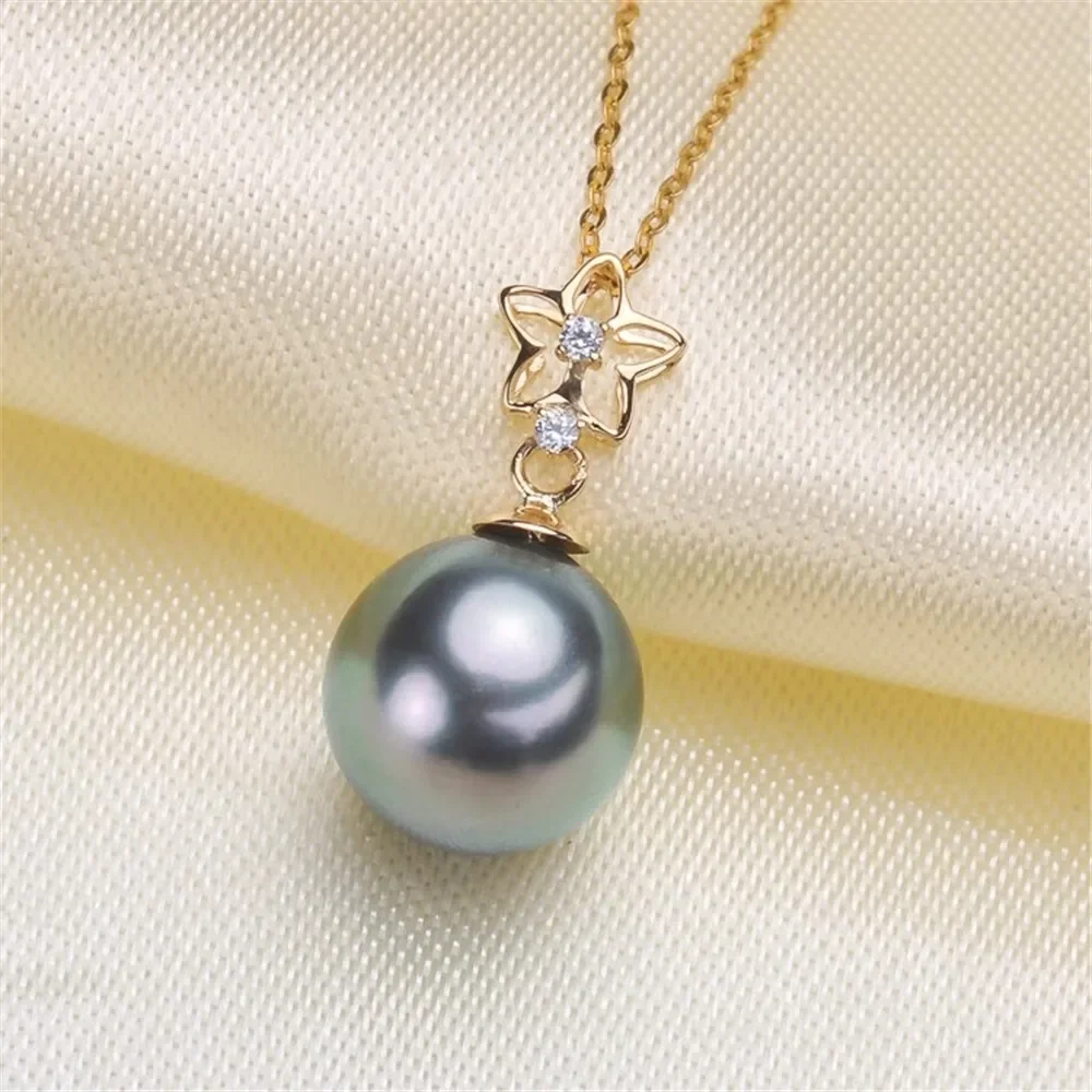 

DIY Accessory G18K Gold Pearl Pendant with Delicate Star Pearl Pendant Fit 9-12mm Round Beads G058