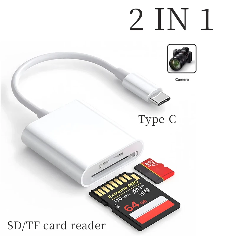 Type C SD TF Memory Card Reader Adapter for Samsung Huawei XiaoMi SD TF Card Reader Data Converter For Macbook Laptop Phone