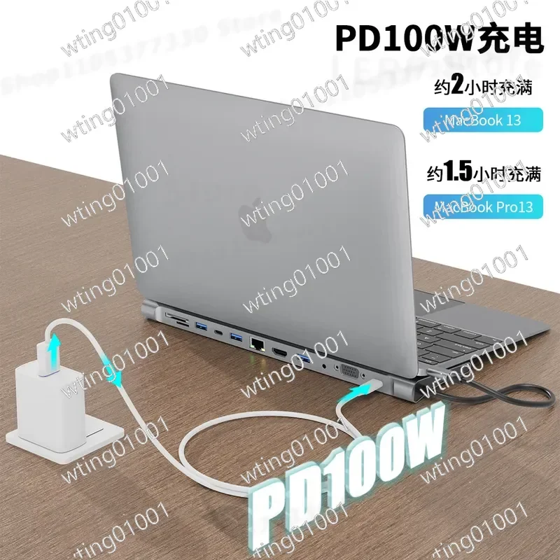 for MacBook Apple Huawei 12 in 1 Type C Hub Multi Port Docking Station with HDMI USB Ethernet SD Card Reader PD Charging