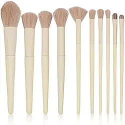 Ensemble de pinceaux de maquillage pour femme, fond de teint, correcteurs, fard à joues, poudre de surbrillance, mélange d'ombres à barrage, doux, moelleux, outils de maquillage Kabuki, 10 pièces