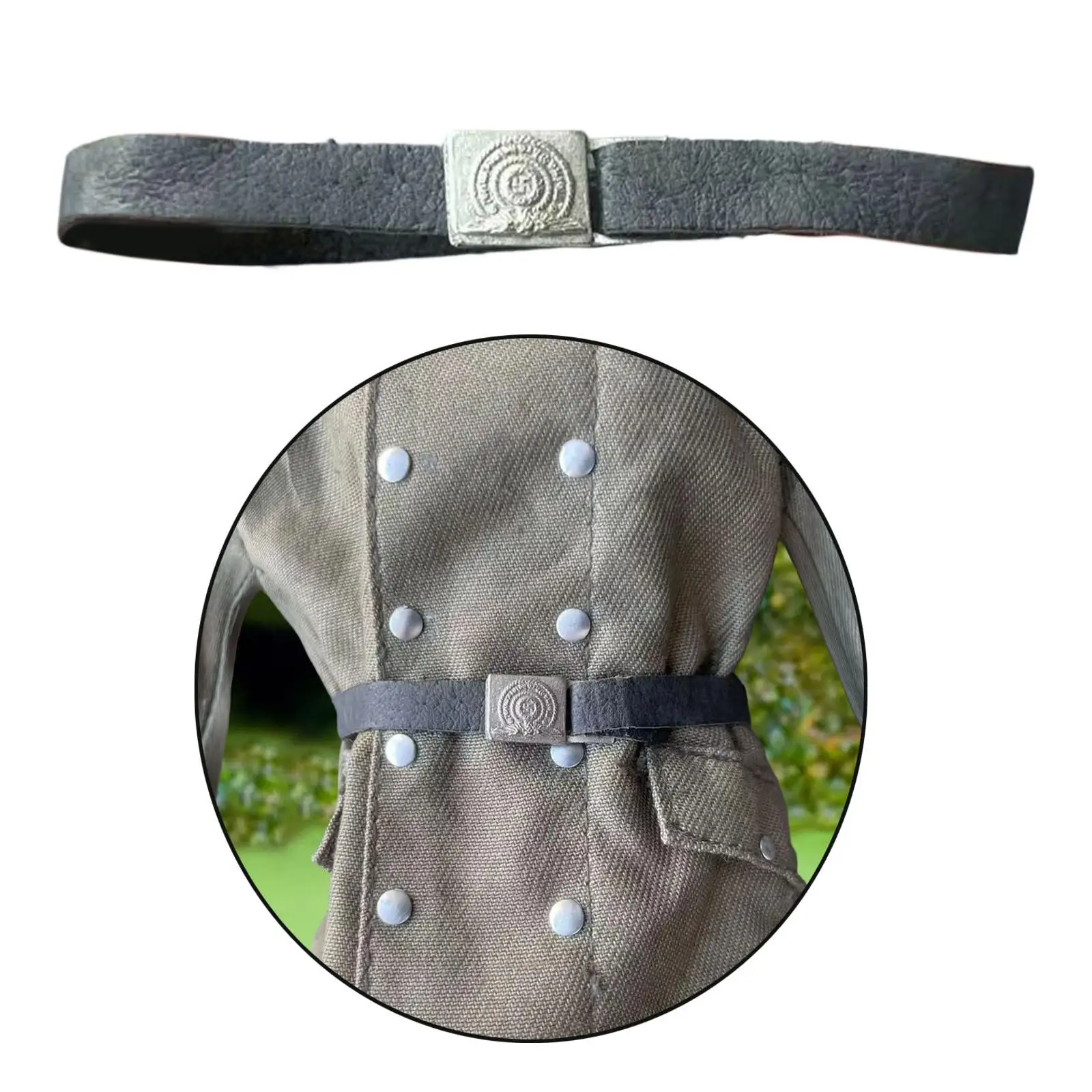 Cinturón de figura en miniatura, hebilla de Metal negro de piel sintética para accesorios de muñeca de acción coleccionables a escala 1 6