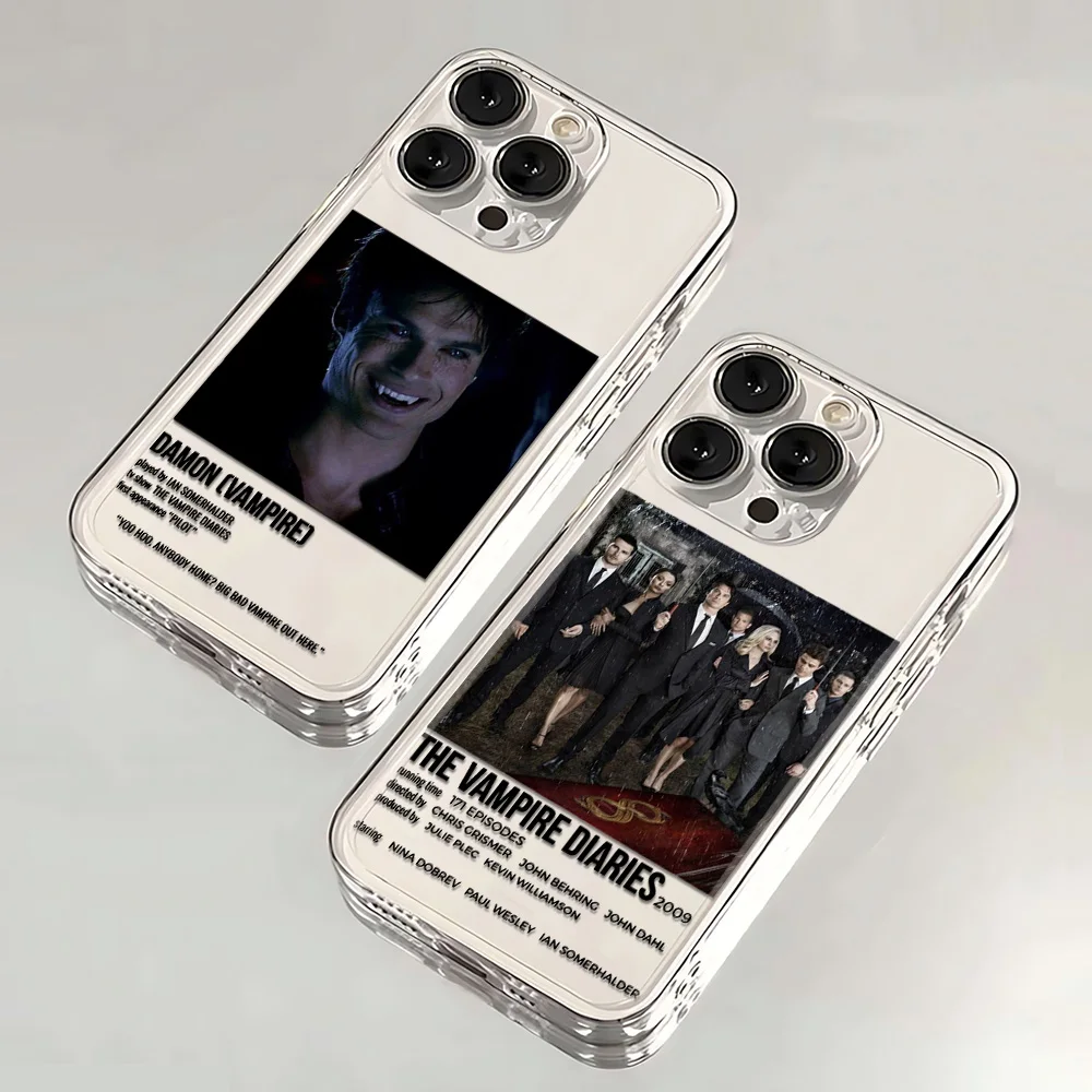 The Vampire Diaries Damon Phone Case For iPhone 16 15 14 13 12 11 Mini Pro Max X XR XSMax 7 8 Plus Transparent Soft TPU Cover