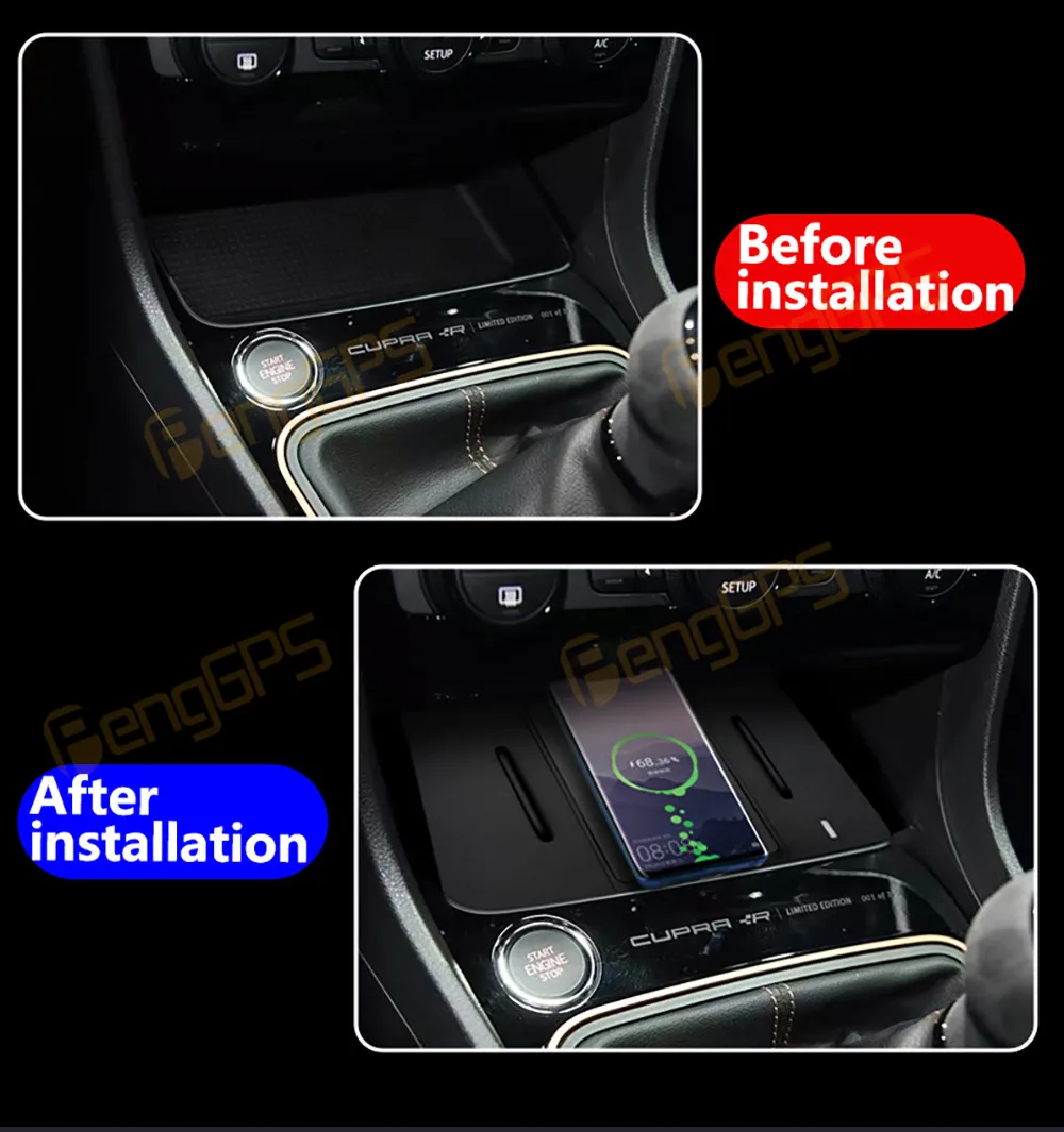 Dedicated Car Wireless Charger Center Console Fast Phone Charging Panel For Volkswagen Seat 2 Leon 2012-2017 Interior Accessorie view 3