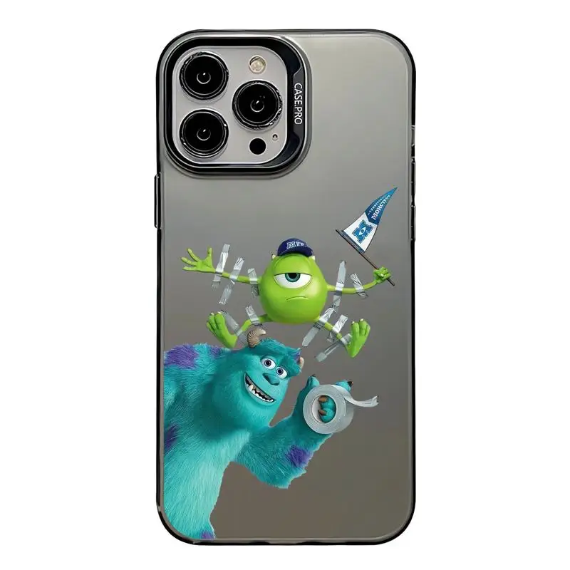 Capa de prata colorida Disney Anime Monsters Inc, iPhone 11, 13, 15, Pro, Max, 12, 14, XR, X, XS