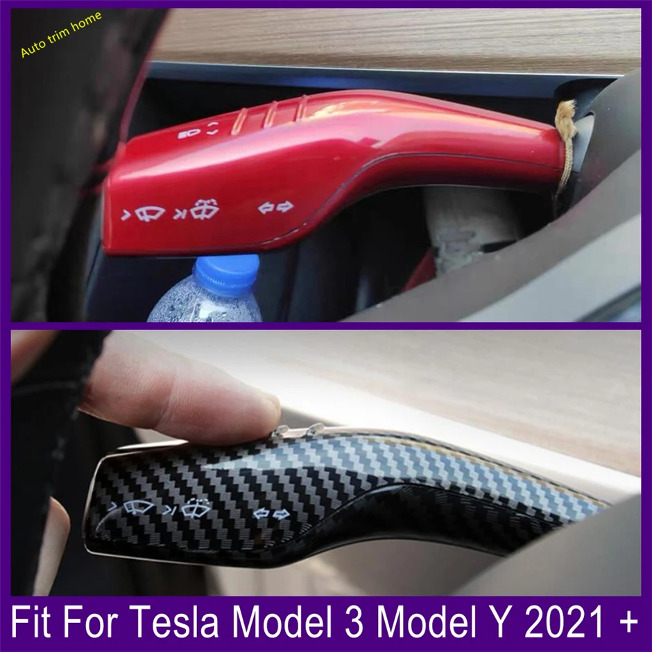 

Car Accessories Steering Wheel Gear Shift Decor Frame Cover Sticker Trim For Tesla Model 3 2018 - 2021 / Model Y 2021 2022 Red