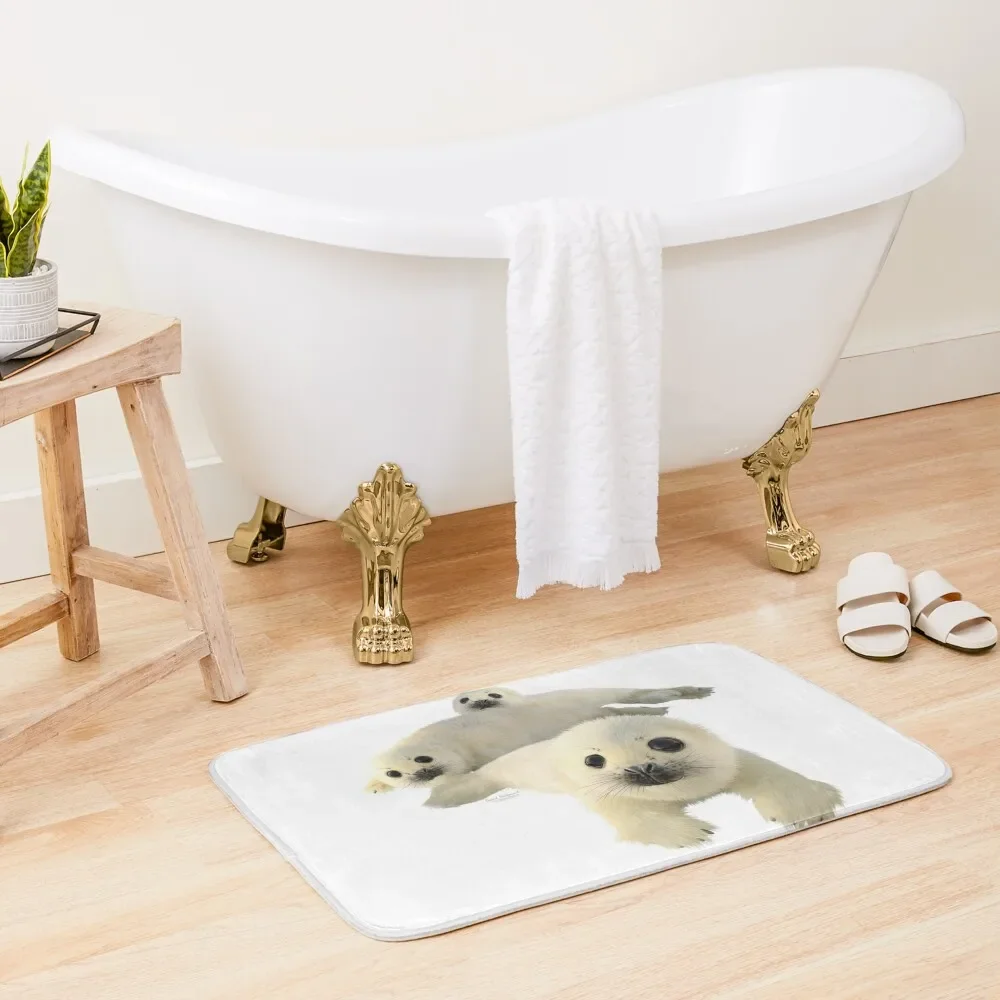 

Grey seals Bath Mat Anti-Slip Bathtub Toilet Floor Bathroom Foot Living Room Rug Mat