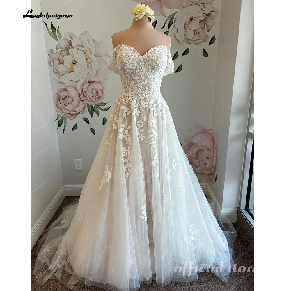 Lakshmigown Sweetheart Off-Shoulder Hochzeitskleider Robe De Mariee Spitzenapplikationen Brautkleider Maßanfertigung – Detail 5