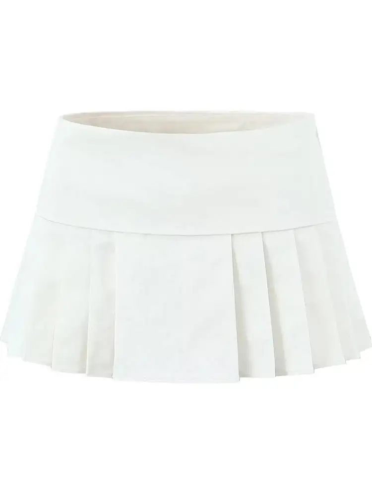 

Low Waist Pleated ort Skirt KK Commute Sle Pure Color Other Material mid Waist Design Summer Collection Faionable Women...
