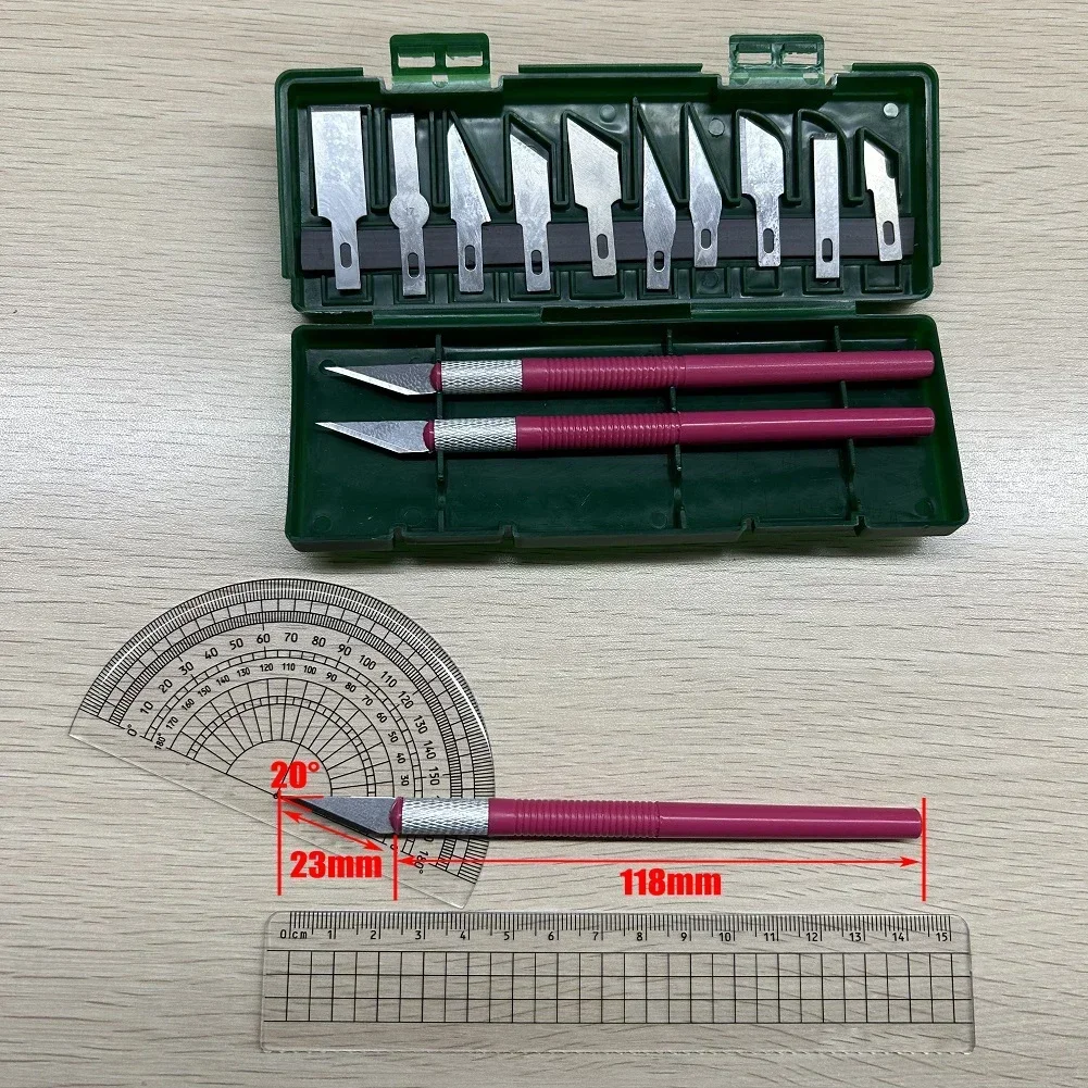 Ensemble de coupe de lame de bois carimplantée, artisanat d'art, coupe-papier, outils faits à la main avec boîte, coupe-autocollant, 13 pièces, ensemble