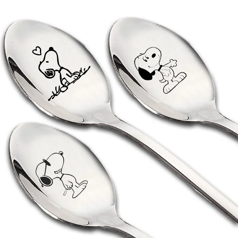 Snoopy Stainless Steel Spoon Kitchen Accessories Children's Tableware Cartoon Anime Graphic Print Spoons Birthday Party Gifts