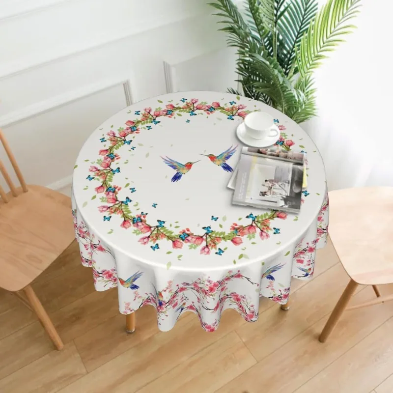 

Hot Selling Hummingbird Plum Blossom Tablecloth Picnic Dustproof Decorative Tablecloth Home Flower Butterfly Round Tablecloth