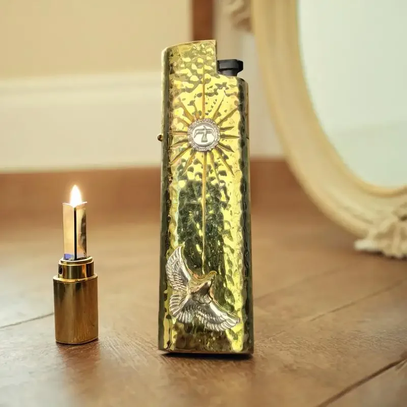 Brass body 925 sterling silver Flying Eagle  Suitable for Bic J3/j5 Brass Retro Lighter Case Shell