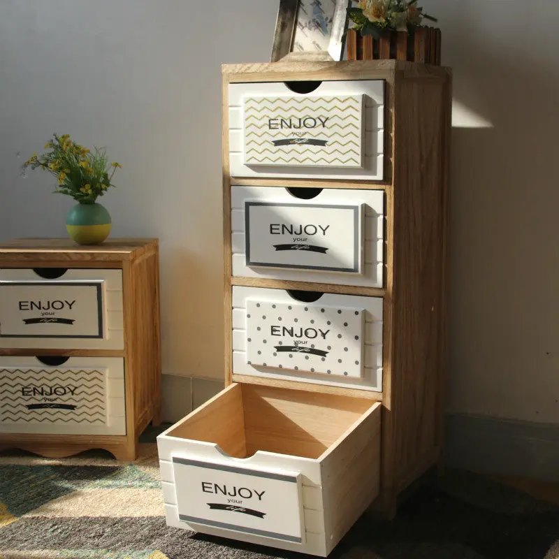 Narrow Storage Cabinet Solid Wood, Space-Saving Nordic Dresser for Corner, Multi-Drawer Organizer and Bedside Table
