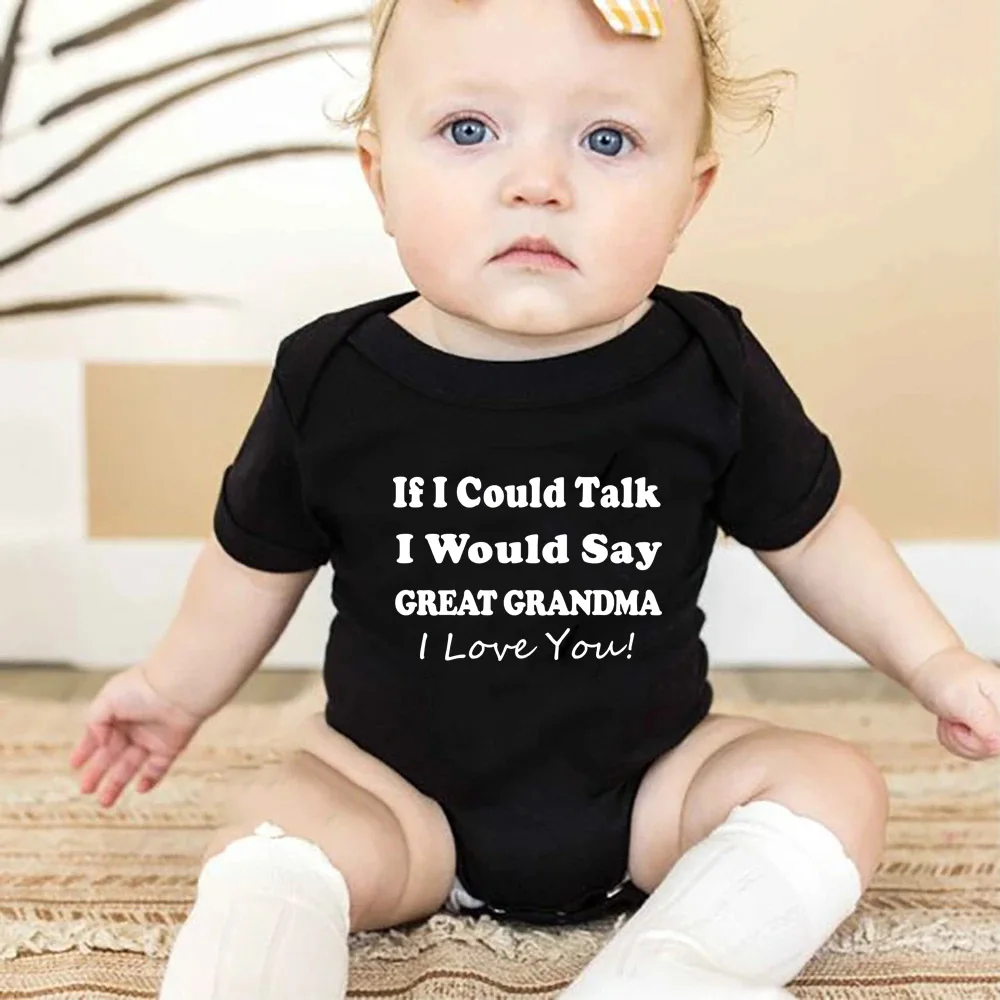 Funny Baby Boys Girls Rompers Great Grandma I Love You Print Newborn Bodysuits Cotton Short Sleeve Infant Body Clothes Onesies