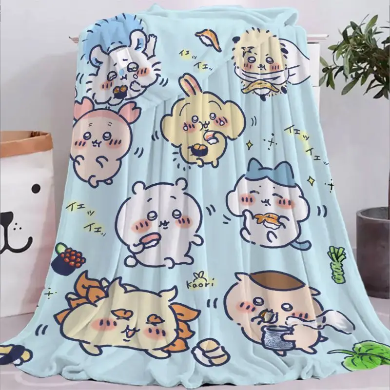 Kawaii Chiikawa Nap Blanket Cartoon Hd Printed Flannel Thin Blanket Living Room Bedroom Blanket Student Dormitory Blanket Soft