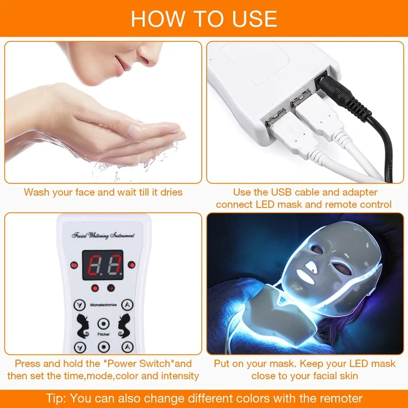 Remote Control of LED Mask Face Beauty Machine Accessory Remote Control For 7Colors Light Photon LED Facial Mask Accessories