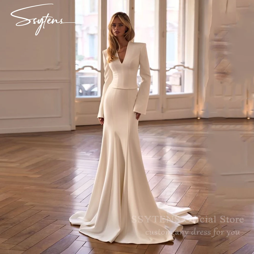 SSYTENS Moderne Langarm-Meerjungfrau-Hochzeitskleider für Damen 2026 Bodenlange Brautkleider Elegante Vestidos De Noiva Maßanfertigung