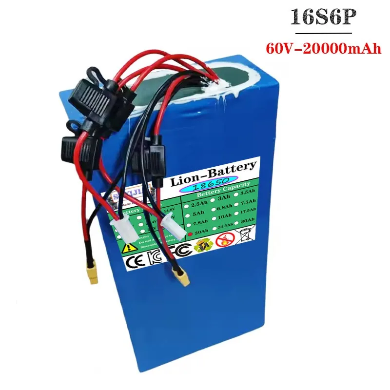 18650 Newly made 60V 20Ah 18650 16S6P lithium battery Advantage battery 1000W high power capacity rechargeable battery with BMS