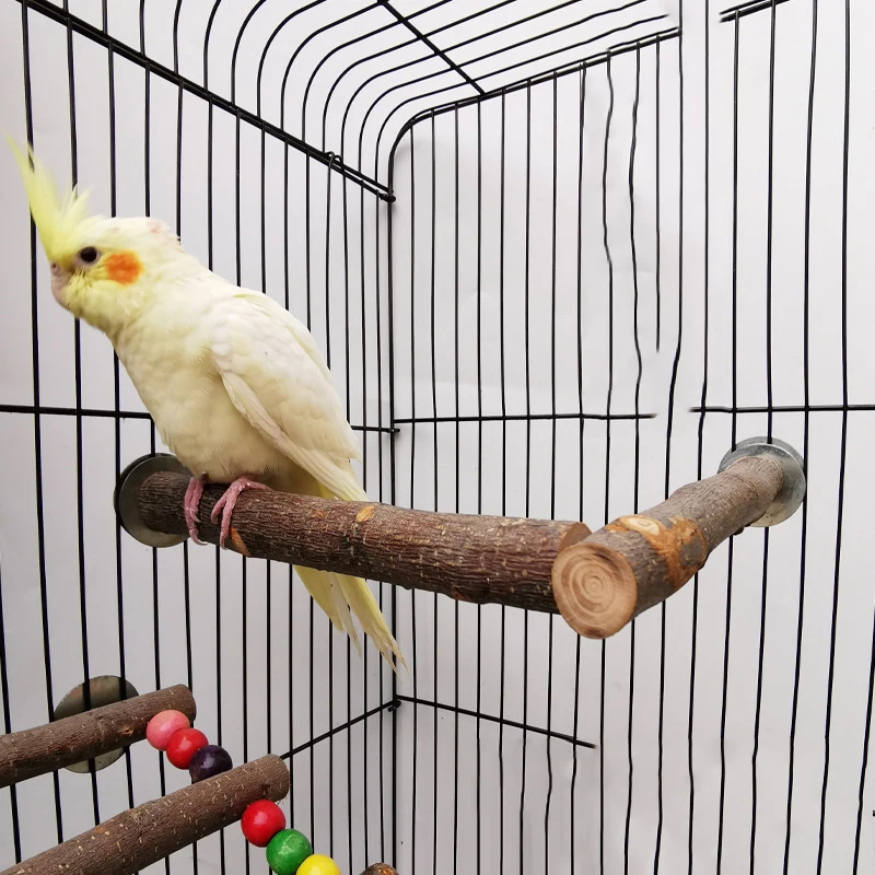 Natural Wood Pet Parrot Raw Wood Fork Tree Branch Stand Rack Squirrel Bird Hamster Branch Perches Chew Bite Toys Stick