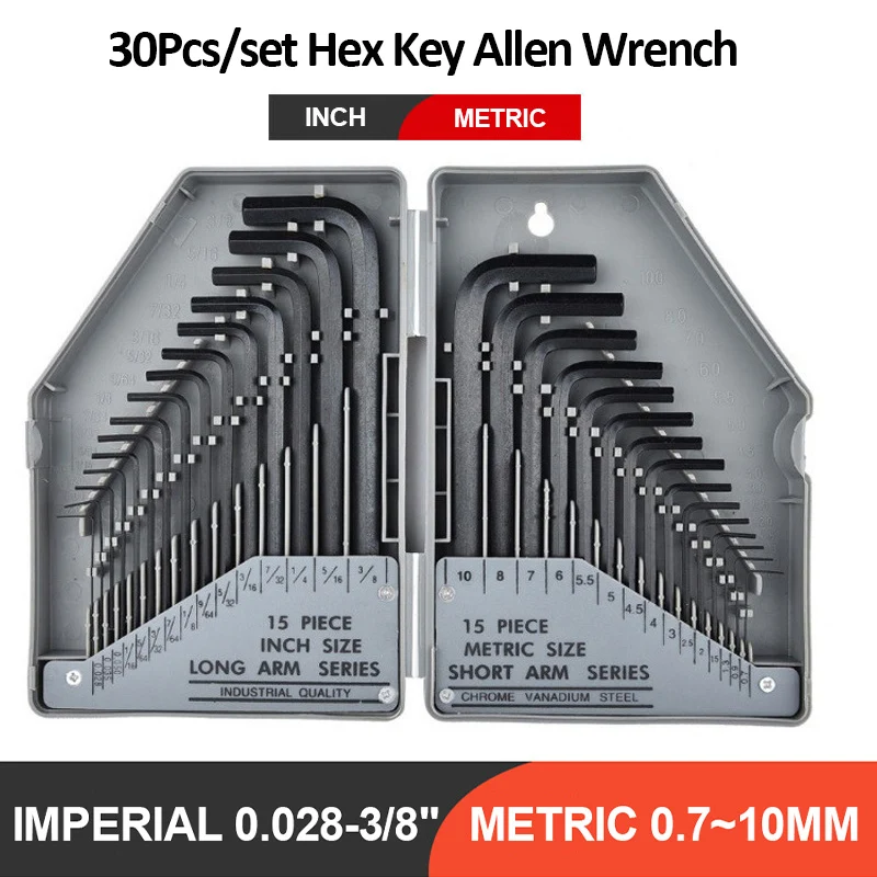 30Pcs Wrench Set Hex Key Allen Wrench 0.028\