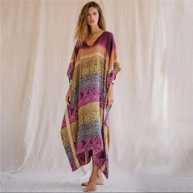 

Платья-кафтан для женщин, кафтан с разрезом по бокам, купальный костюм, накидка, повседневное длинное пляжное платье для дома