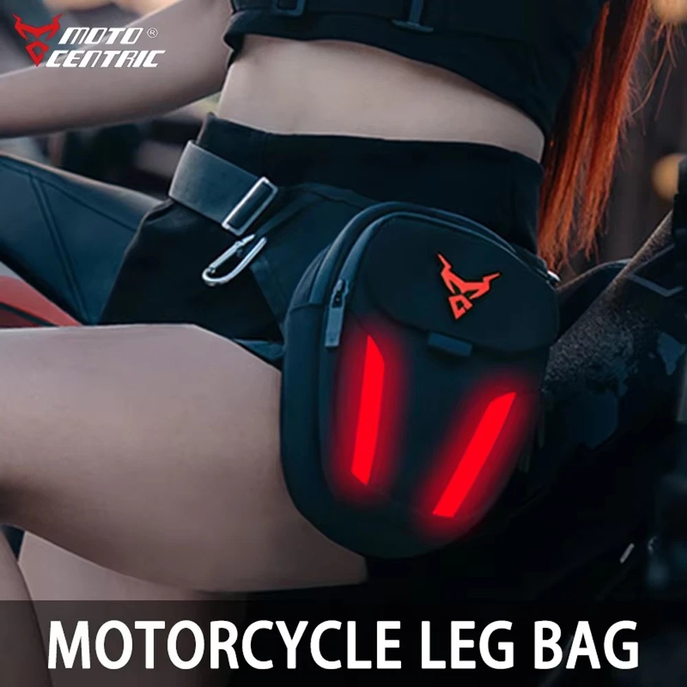 LED Red Light Motorcycle Leg Bag Thigh Belt Hip Bum Waterproof Ride Cycling Biker Waist Bag Fanny Pack Moto Travel Hiking Pocket