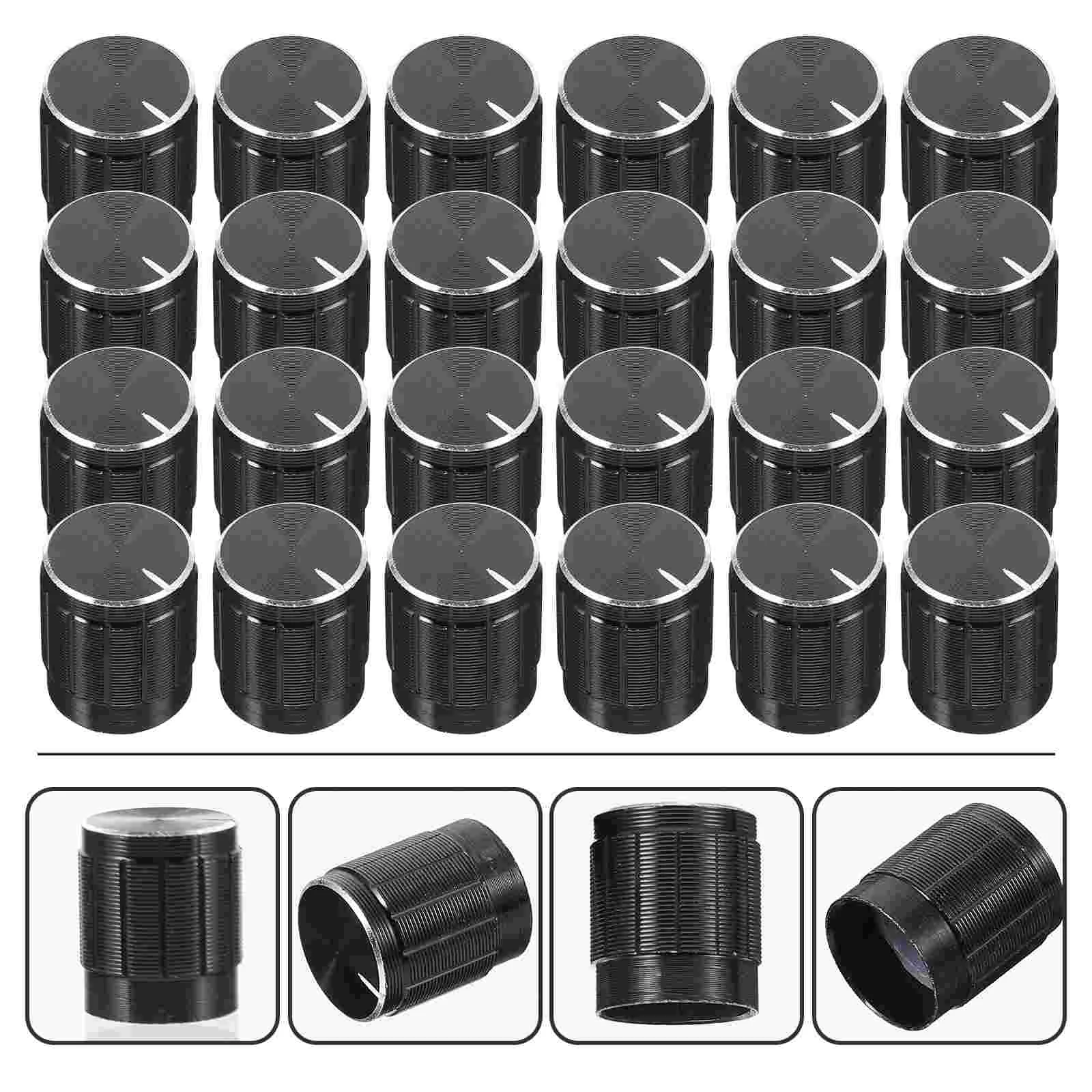 

24 Pcs Volume Control Knob Potentiometer Shaft Devices Vintage Black Aluminium Alloy Knobs