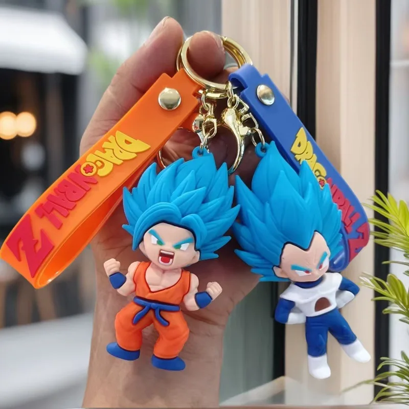 Cartoon Anime Dragon Ball Z Cartoon Goku Vegeta Figure Doll Super Saiyan Collect Bag Car Pendant Keychain Ornament