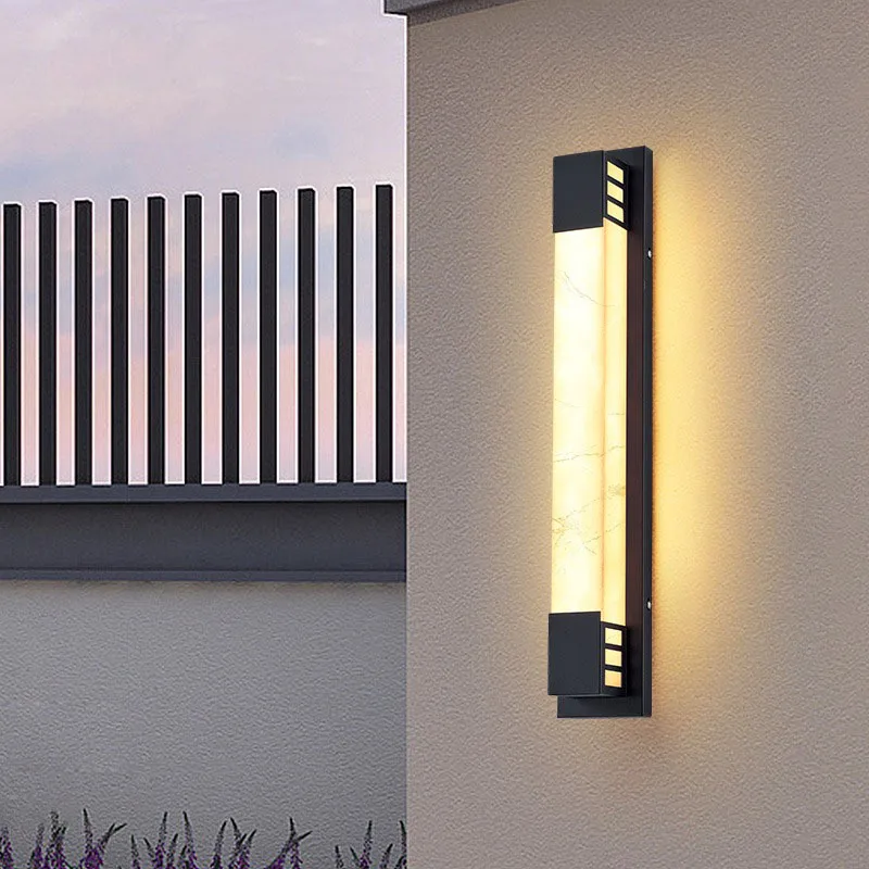 

3 Color Dimmaing Imitated Marble LED Wall Light Outdoor waterproof 85~265V Porch Lamp For Courtyard Street Path Sconce Lighting