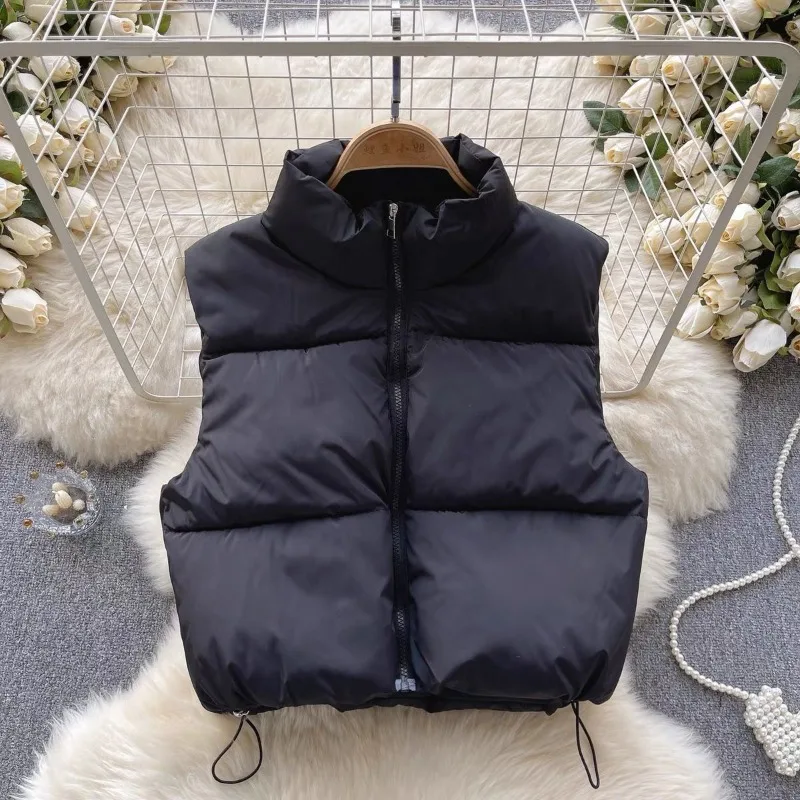 Mulheres inverno topos jaqueta casaco de algodão colete cor pura quente engrossado vintage simples casual moda nicho macio versátil magro