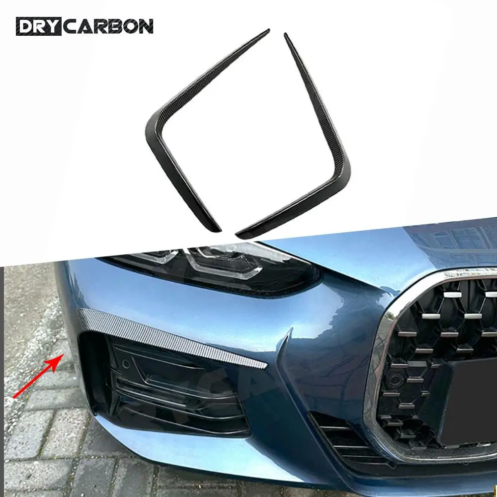 

2Pcs For BMW 4 Series G22 G23 G26 M Sport 2021 + Front Bumpers Air Vent Trim Spoiler Canards Splitters Car Styling Accessories